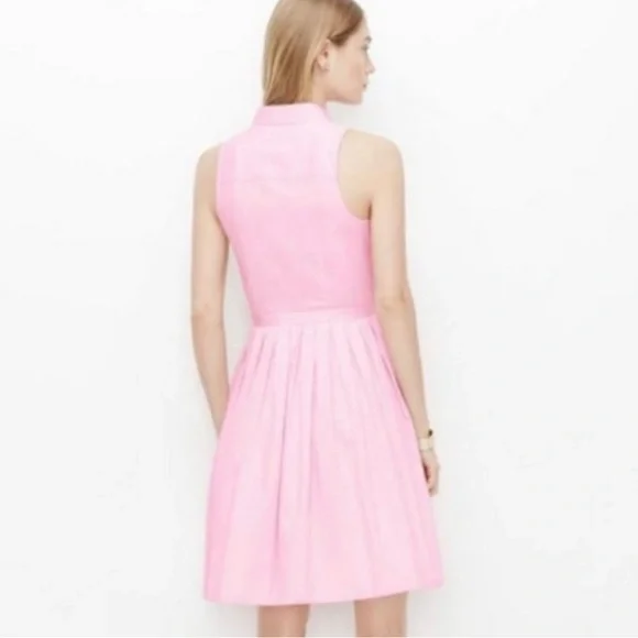 Ann Taylor Fit & Flare Powder Pink Shirtdress - Picture 2 of 11